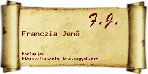 Franczia Jenő névjegykártya