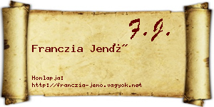 Franczia Jenő névjegykártya